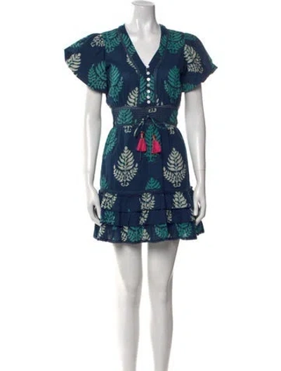 Pre-owned Alicia Bell Printed Mini Dress In Blue