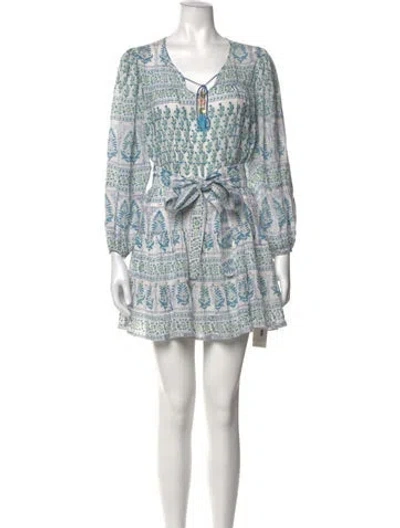 Pre-owned Alicia Bell Printed Mini Dress In Blue