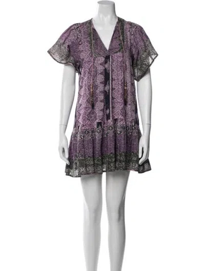 Pre-owned Alicia Bell Printed Mini Dress W/ Tags In Purple