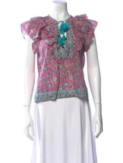 Pre-owned Alicia Bell Printed V-neck Blouse In Pink