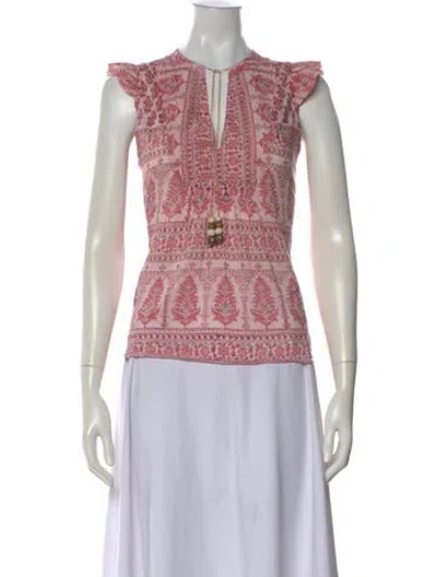 Pre-owned Alicia Bell Printed V-neck Top In Pink