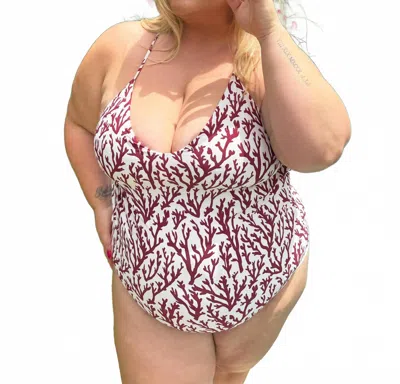 Alicia Swim Cindy Cross Back One-piece Swimsuit - Plus In Deep Coral In Multi