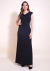 Alie Street London Cruise Cowl Neck Maxi Dress In Blue