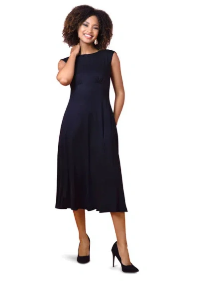 Alie Street London Luna Boat Neck Sleeveless Midi Dress In Black