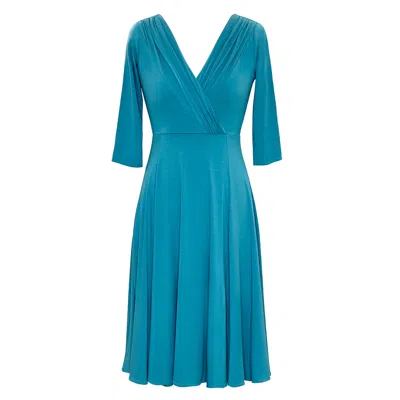 Alie Street London Women's Annie Faux Wrap Fit And Flare Party Dress In Celestial Blue