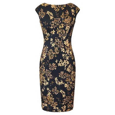 Alie Street London Women's Black / Gold Pippa Shift Dress In Golden Blossom