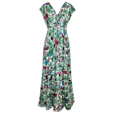 Alie Street London Women's Green / Pink / Purple Sophia Maxi Dress In Paradise Green Floral Print In Green/pink/purple