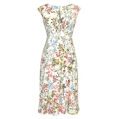 Alie Street London Women's Luna Midi Dress In Watercolour Meadow In Green/orange/purple/white