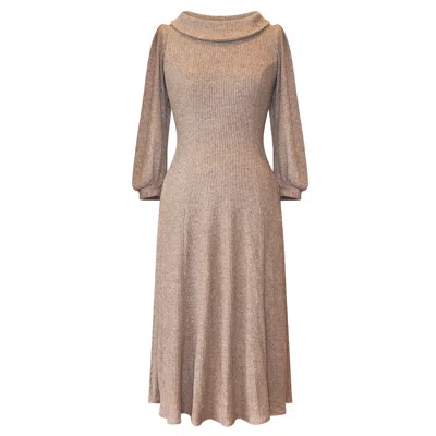 Alie Street London Women's Neutrals Meredith Turtle Neck Dress In Sparkle Chocolate In Brown