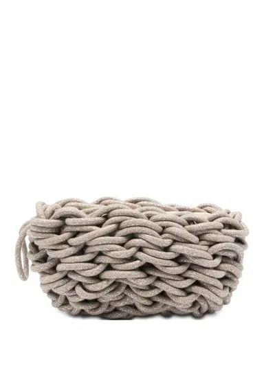 Alienina Lina Woven Clutch Bag In Neutral