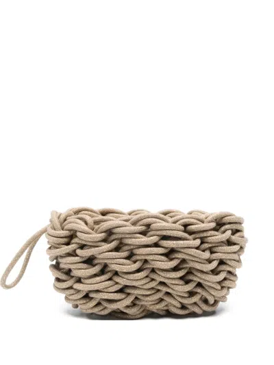 Alienina Lina Woven Clutch Bag In Neutral