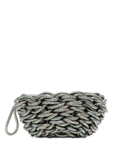Alienina Lina Woven Clutch Bag In Silver