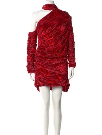 Pre-owned Aliétte Mock Neck Mini Dress In Red