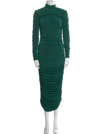 Pre-owned Aliétte Turtleneck Long Dress In Green