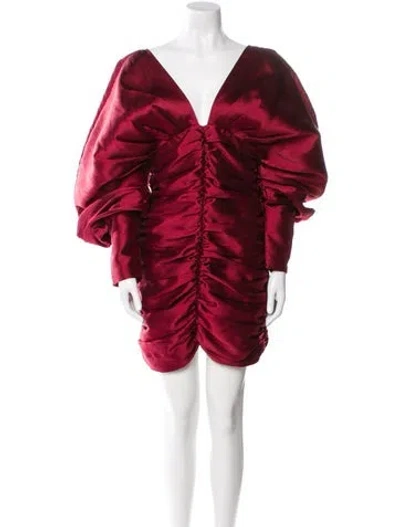 Pre-owned Aliétte V-neck Mini Dress In Burgundy