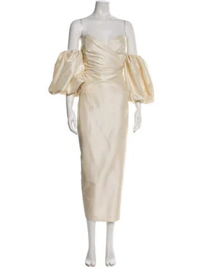 Pre-owned Alieva Cowl Neck Midi Length Dress In Neutral