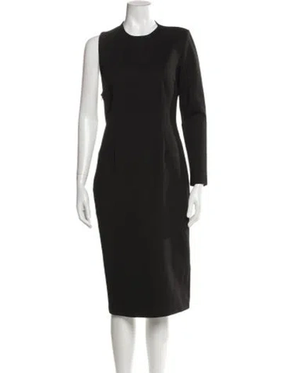 Pre-owned Alieva Crew Neck Midi Length Dress In Black