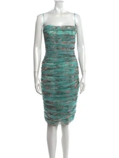 Pre-owned Alieva Floral Print Midi Length Dress In Green