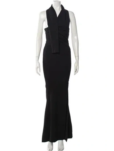 Pre-owned Alieva Halterneck Long Dress In Gray