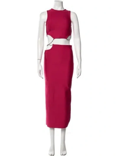 Pre-owned Alieva Leather Crystal Embellishments Skirt Set In Red