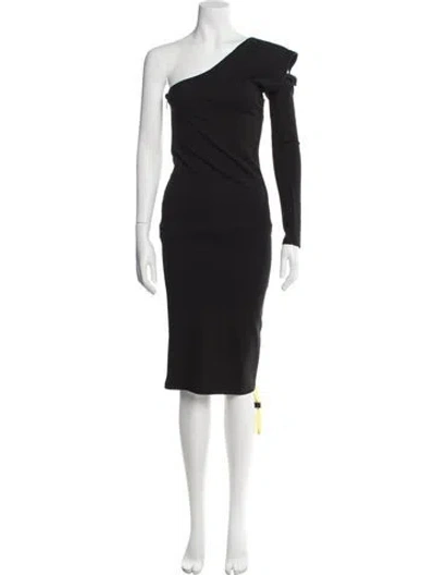 Pre-owned Alieva One-shoulder Knee-length Dress In Black