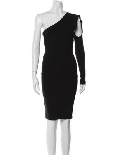 Pre-owned Alieva One-shoulder Knee-length Dress In Black