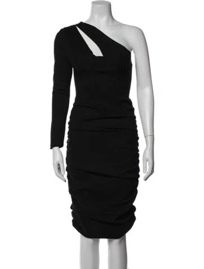 Pre-owned Alieva One-shoulder Knee-length Dress In Black
