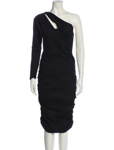 Pre-owned Alieva One-shoulder Knee-length Dress W/ Tags In Black