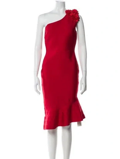 Pre-owned Alieva One-shoulder Knee-length Dress W/ Tags In Red
