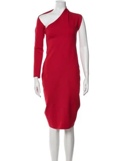 Pre-owned Alieva One-shoulder Knee-length Dress W/ Tags In Red