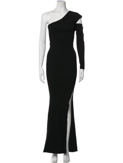 Pre-owned Alieva One-shoulder Long Dress In Black