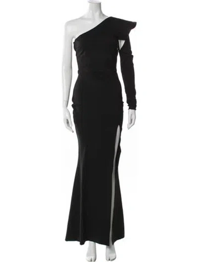 Pre-owned Alieva One-shoulder Long Dress In Black