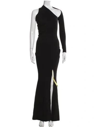 Pre-owned Alieva One-shoulder Long Dress In Black