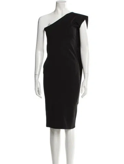 Pre-owned Alieva One-shoulder Midi Length Dress In Black
