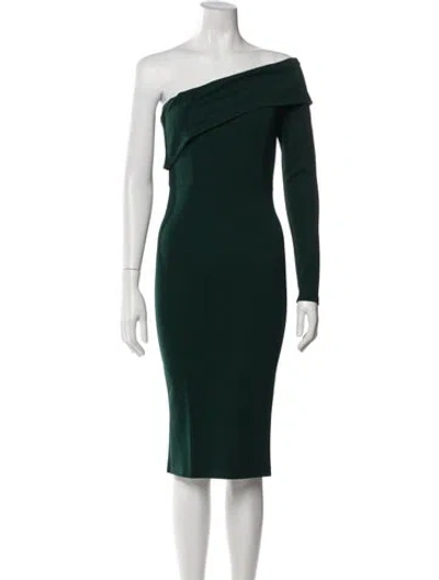 Pre-owned Alieva One-shoulder Midi Length Dress In Green