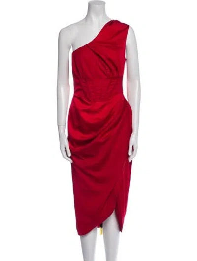 Pre-owned Alieva One-shoulder Midi Length Dress W/ Tags In Red
