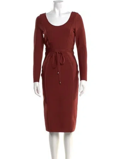 Pre-owned Alieva Scoop Neck Midi Length Dress In Red