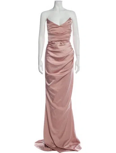 Pre-owned Alieva Silk Long Dress W/ Tags In Pink
