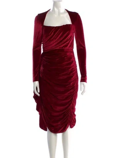 Pre-owned Alieva Square Neckline Midi Length Dress In Red