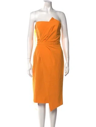 Pre-owned Alieva Strapless Knee-length Dress In Orange