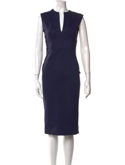 Pre-owned Alieva V-neck Knee-length Dress In Blue