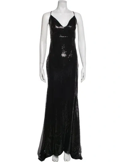 Pre-owned Alieva V-neck Long Dress In Black