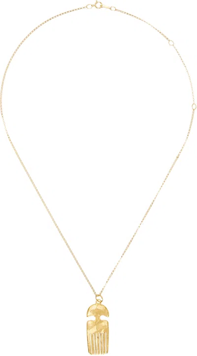 Alighieri Gold 'the Vanity Comb' Necklace In 24kt Gold-pltd Bronz