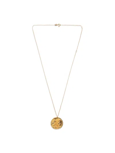 Alighieri Il Leaone Medallion Necklace In 24kt Gold Plated/bronze