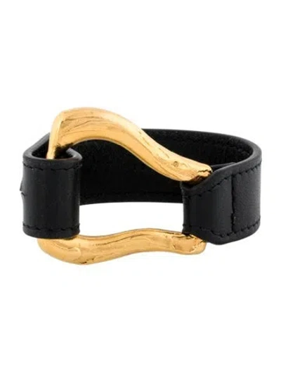 Pre-owned Alighieri Leather 'the Link Of Wanderlust' Cuff Bracelet In Black