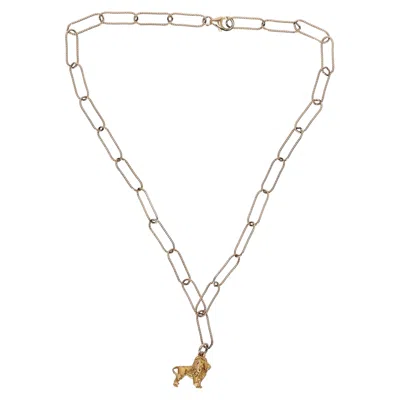 Alighieri Lion Pendant Chain Necklace In Gold Metal