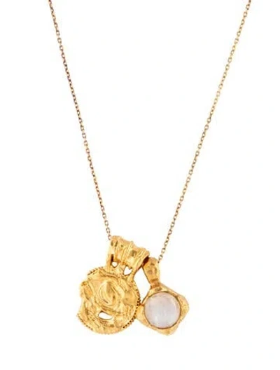 Pre-owned Alighieri Moonstone Lunar Fragment & Illuminated Eye Pendant Necklace, 20" In Multicolor