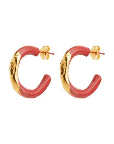 Alighieri X Yoox The Mark Of Friendship Hoop Earrings Woman Earrings Red Size - Bronze, 999/1000 Gol