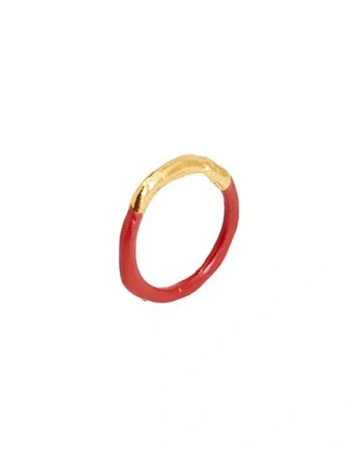 Alighieri X Yoox The Mark Of Friendship Ring Woman Ring Red Size L Bronze, 999/1000 Gold Plated