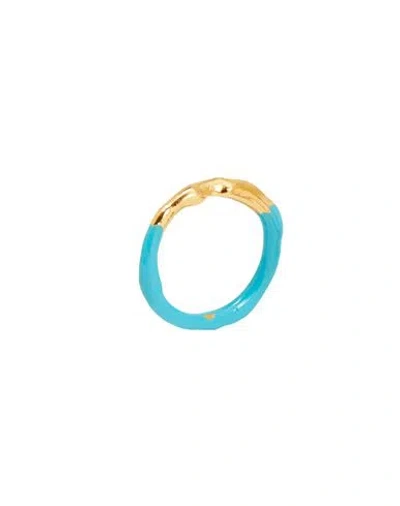 Alighieri X Yoox The Mark Of Friendship Ring Woman Ring Sky Blue Size S Bronze, 999/1000 Gold Plated
